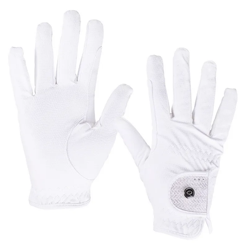 QHP Kae Riding Gloves - White/Silver